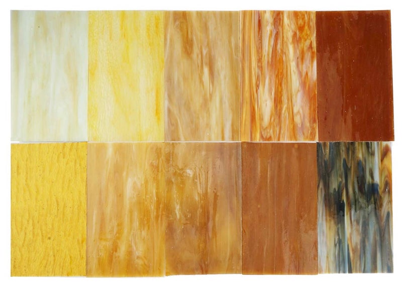 Lanyaniï¼ˆ10 Sheetsï¼‰Amber Variety Stained Glass Sheets 4 x 6 inch Opal Art Glass Pack Tiffany Glass, Mixed Textures - Image 3